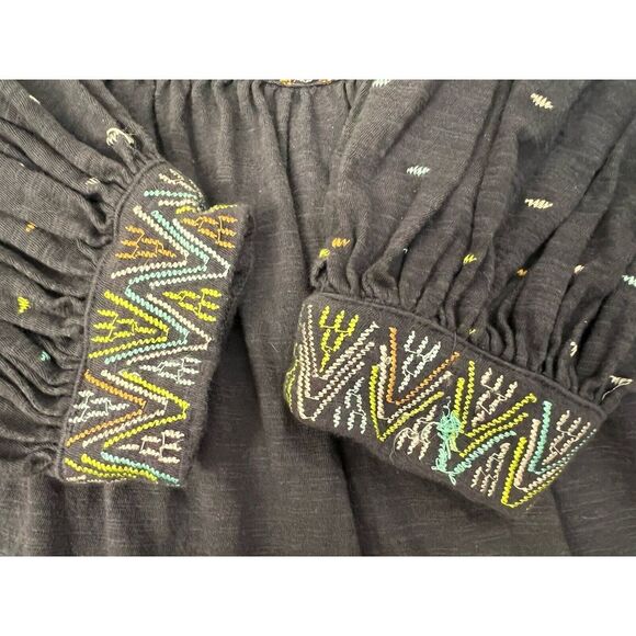 Free People XS Bohemian Prairie Babydoll Ruffle Tiered‎ Cottage Core Embroidered - Picture 7 of 9